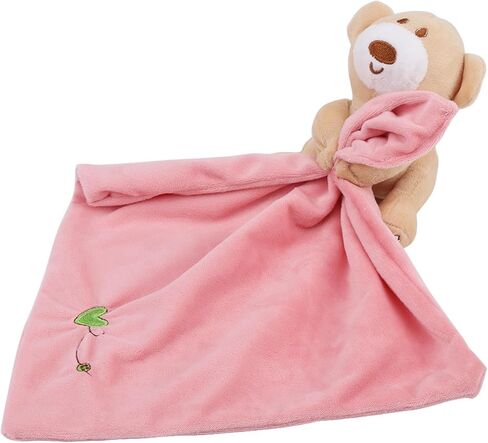 POCREATION Soft Plush Baby Security Blanket, Cuddly Bear Soother Toy for Infants with Adorable Companion, Perfect Newborn Baby Shower Registry (Pink) in Kuwait