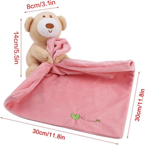 POCREATION Soft Plush Baby Security Blanket, Cuddly Bear Soother Toy for Infants with Adorable Companion, Perfect Newborn Baby Shower Registry (Pink) in Kuwait