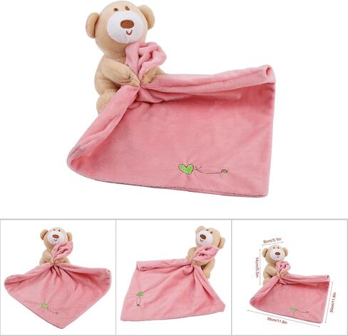 POCREATION Soft Plush Baby Security Blanket, Cuddly Bear Soother Toy for Infants with Adorable Companion, Perfect Newborn Baby Shower Registry (Pink) in Kuwait