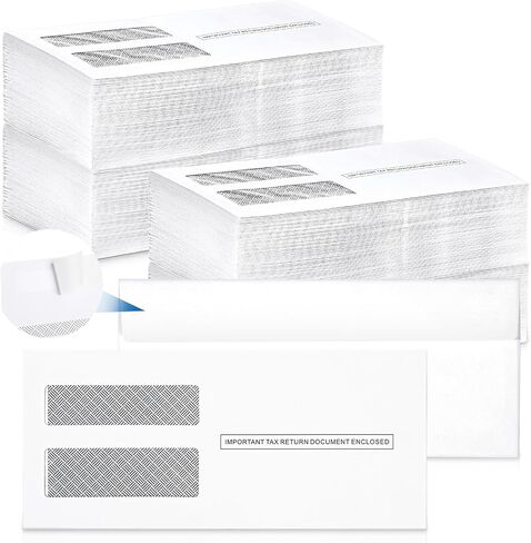 500 Pcs 1099 NEC Tax Form Envelopes Fits 3 Part 1099 NEC 2025 Forms 8-7/8" x 3-7/8" Peel and Seal Double Window Security Envelopes in Saudi Arabia