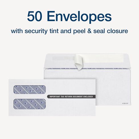 Adams 1099 NEC Forms 2025, 3-Part Kit for 50 Recipients, Inkjet/Laser Printer Compatible, Includes 6 1096 Forms, 50 Self-Seal Security Envelopes, Access to Adams Tax Forms Helper (1017232) in Saudi Arabia