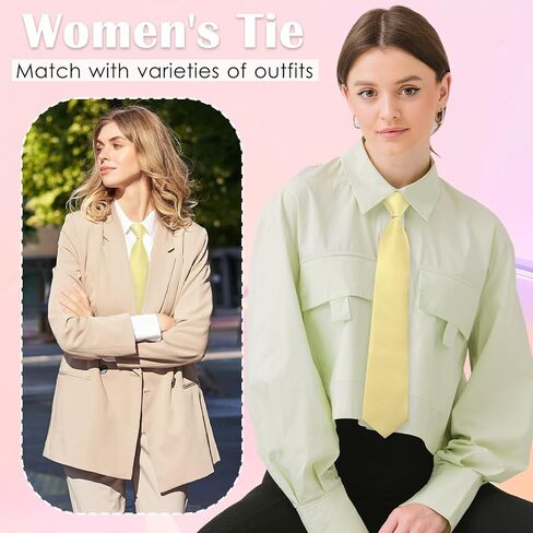 ربطة عنق Luckyvestir للسيدات، ربطة عنق سوداء للنساء، مشبك قابل للتعديل على ربطات العنق للنساء/الأطفال/الفتيات، ملحقات نسائية مقاس 35.56 سم in Kuwait