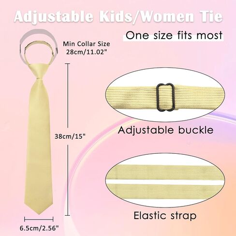 ربطة عنق Luckyvestir للسيدات، ربطة عنق سوداء للنساء، مشبك قابل للتعديل على ربطات العنق للنساء/الأطفال/الفتيات، ملحقات نسائية مقاس 35.56 سم in Kuwait