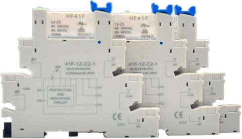 HF41F مرحل تركيب السكك الحديدية DIN رفيع للغاية، قطب واحد 6A مع مؤشر LED، متوافق مع 5 فولت/12 فولت/24 فولت، وحدة تحكم صناعية عالية التردد (5 فولت) in Kuwait