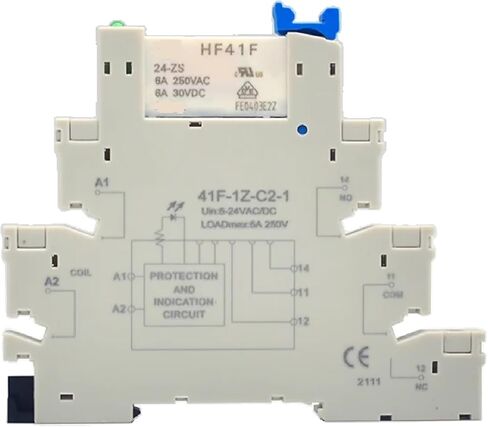 HF41F مرحل تركيب السكك الحديدية DIN رفيع للغاية، قطب واحد 6A مع مؤشر LED، متوافق مع 5 فولت/12 فولت/24 فولت، وحدة تحكم صناعية عالية التردد (5 فولت) in Kuwait
