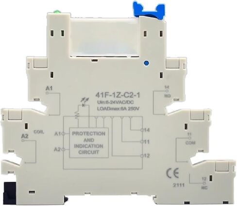 HF41F مرحل تركيب السكك الحديدية DIN رفيع للغاية، قطب واحد 6A مع مؤشر LED، متوافق مع 5 فولت/12 فولت/24 فولت، وحدة تحكم صناعية عالية التردد (5 فولت) in Kuwait