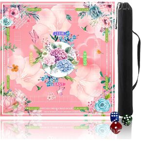 Pittera Mahjong mat for Table with Drawstring Bag/31.5Inch/American Mahjong Table Cloth with Rules mats， Noise Reduction Anti-Slip for Game/Poker/Board Games/Card Games/Dominoes (Green) in Saudi Arabia