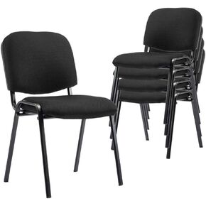 Conference Room Waiting Chairs 5 Pack Black Office Chairs No Wheels PU Leather Lobby Chairs Armless Desk Chair for Meeting/Guest Room/Events in Kuwait