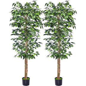 أشجار اللبخ الاصطناعية بطول 5 أقدام من HAIHONG بأوراق واقعية وجذع طبيعي، شجرة اللبخ الصناعي مع وعاء حضانة بلاستيكي، شجرة اللبخ المزيفة لديكور المنزل والمكتب والديكور الداخلي والخارجي (نوع جديد) in Kuwait