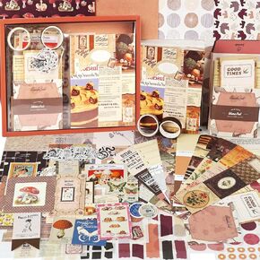 مجموعة Funto Scrapbooking Kit (202 قطعة)، مجموعة عتيقة - بلاد العجائب، مثالية لمواد سجل القصاصات النقطية، مجموعة فنية يدوية للتخطيط in Kuwait
