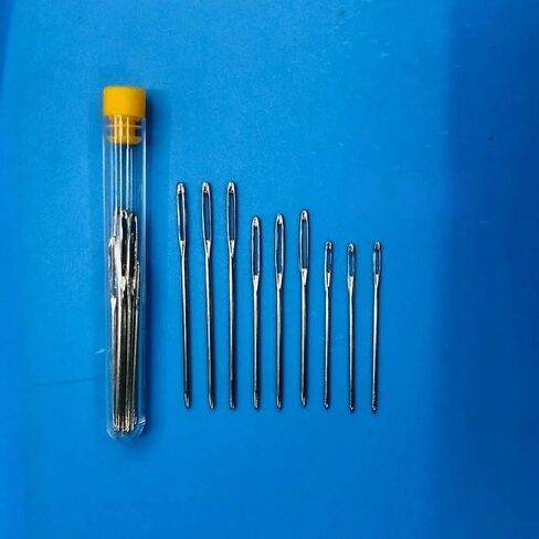 Generic 15 قطعة من إبر الخياطة الكبيرة للعين، 3 مقاسات، ستانلس ستيل، فضي، مستقيم، إبر الحياكة المصنوعة يدويًا للحرف اليدوية للخياطة الفنية in Saudi Arabia