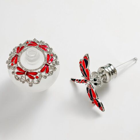 سيفن بييز زجاجة عطر زجاجية مزخرفة قابلة لاعادة الملء سعة 40 مل مع تمثال فراشة مطلية بالمينا - زجاجة زجاجية كلاسيكية فارغة للزيوت العطرية - هدية تذكارية للفتيات او النساء لتزيين طاولة الزينة in Kuwait