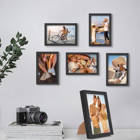 ATOBART 8x10 OAK إطار صور من الخشب الطبيعي، 2 حزمة إطارات صور من الزجاج الحقيقي معرض للتعليق على الحائط الأمامي للجدار وعرض الطاولة، مجموعة من 2 in Kuwait