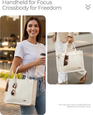 Aosbos Large Canvas Tote Bag for Women With Zipper,Laptop Compartments-Large Everyday Purse With Water Bottle Pocket For Work in Saudi Arabia