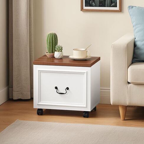 خزانة ملفات ذات درجين، خزانة ملفات دوارة للمكتب المنزلي، وحدة تخزين خشبية أسفل المكتب، حامل طابعة مع أدراج، للملفات بحجم A4/Letter، باللون الأبيض والجوز FCBA3801 in Kuwait