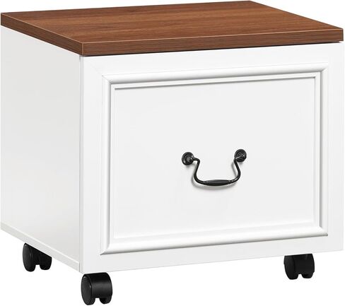 خزانة ملفات ذات درجين، خزانة ملفات دوارة للمكتب المنزلي، وحدة تخزين خشبية أسفل المكتب، حامل طابعة مع أدراج، للملفات بحجم A4/Letter، باللون الأبيض والجوز FCBA3801 in Kuwait