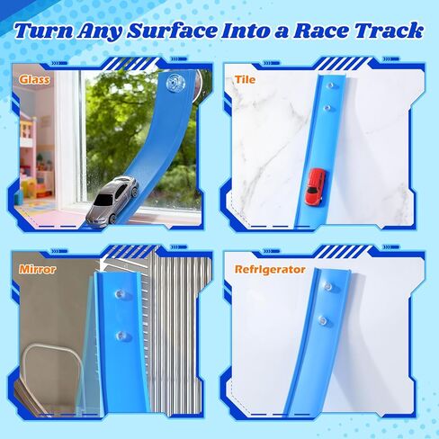 مجموعة فليكس تراك بطول 12 قدم: مسارات سباق قابلة للطي للأطفال من عمر 3 سنوات فما فوق - مسار منحدر لسباق السيارات مع أكواب شفط - مسار سباق مرن متوافق مع سيارات Diecast 1/64 - هدية عيد ميلاد للأولاد in Kuwait