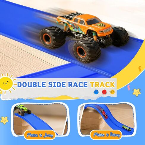 Flex Race Tracks for Kids, 16Ft Flexible Race Car Ramp Track Set for Hot Wheel Race Tracks Cars Portable DIY Race Track Toy for Boys Age 3 4 5 6 7 Years Old Boys Girls Kids - Blue in Saudi Arabia
