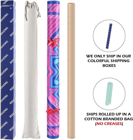 Neoprene Mahjong Mat with Rules (33" x 33"), No Creases American Mahjong Mat, Anti-Slip & Noise Reduction Mahjong Learning Mat, Mahjong Mats Gifts (Pink and Blue) in Saudi Arabia