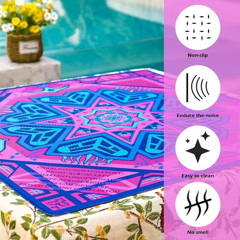 Neoprene Mahjong Mat with Rules (33" x 33"), No Creases American Mahjong Mat, Anti-Slip & Noise Reduction Mahjong Learning Mat, Mahjong Mats Gifts (Pink and Blue) in Saudi Arabia