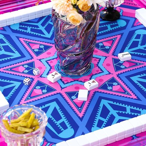 Neoprene Mahjong Mat with Rules (33" x 33"), No Creases American Mahjong Mat, Anti-Slip & Noise Reduction Mahjong Learning Mat, Mahjong Mats Gifts (Pink and Blue) in Saudi Arabia