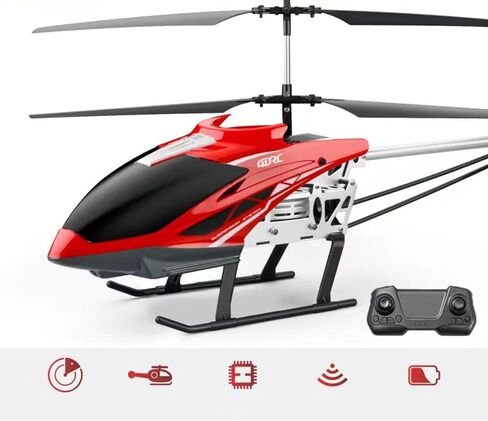 طائرة هليكوبتر Rc مقاومة للسقوط كبيرة حمراء 3.5 قنوات تعمل بالتحكم عن بعد ألعاب هليكوبتر هدية مع ضوء LED ليلي in Kuwait