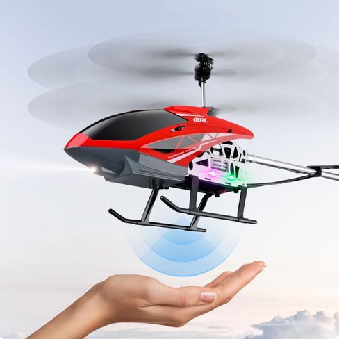 طائرة هليكوبتر Rc مقاومة للسقوط كبيرة حمراء 3.5 قنوات تعمل بالتحكم عن بعد ألعاب هليكوبتر هدية مع ضوء LED ليلي in Kuwait