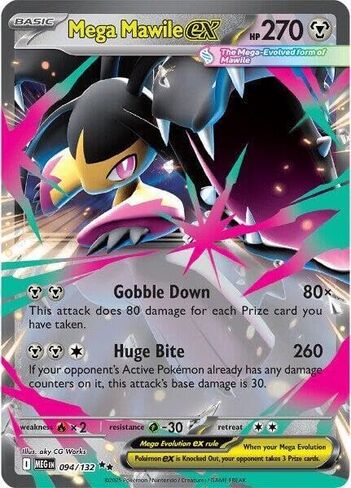 Pokemon - Mega Mawile ex - 094/132 - ME01: Mega Evolution (MEG) - Double Rare - Single Card in Saudi Arabia