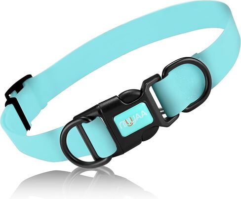 Waterproof Dog Collars,Rubber Dog Collars Anti-Odor,Durable,Adjustable Dog Collars for Small,Medium, Large Dogs,Easy Clean Collars with Buckle and D Ring (Lake Blue, Large [1" x 15.35"-24.8"]) in Saudi Arabia