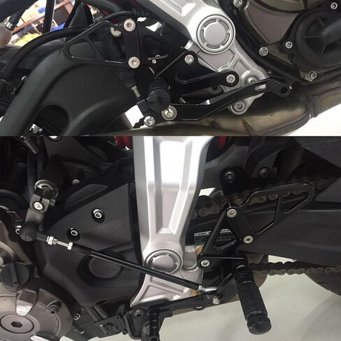 CNC MT07 13-20 Motorcycle Adjustable Rearsets Foot Pegs Rear Set Footpeg Brake Shift Pedal Compatible with MT-07 MT07 FZ-07 FZ07 2013 2014 2015 2016 2017 2018 2019 2020/ XSR700 2015-2018 Black in Saudi Arabia