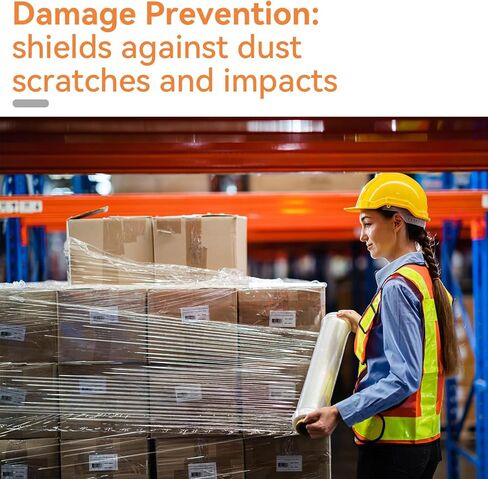 لفافة تغليف قابلة للانكماش مقاس 18 بوصة × 1500 بوصة - غلاف بلاستيكي صناعي للحركة، مقاس 80 للخدمة الشاقة، 600% امتداد للتعبئة والمنصات والشحن وحماية الأثاث - 4 لفات in Kuwait