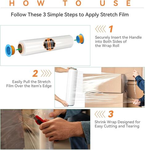 لفافة تغليف قابلة للانكماش مقاس 18 بوصة × 1500 بوصة - غلاف بلاستيكي صناعي للحركة، مقاس 80 للخدمة الشاقة، 600% امتداد للتعبئة والمنصات والشحن وحماية الأثاث - 4 لفات in Kuwait