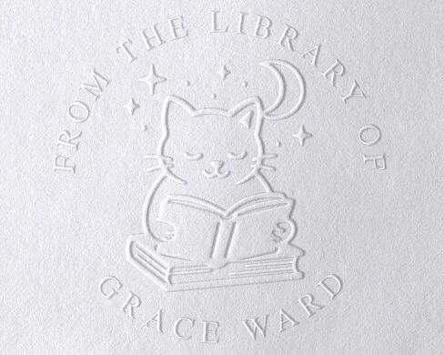STAMPI Custom Book Embosser or Personalized Book Stamp – from The Library of Design | Swords, Cats, Dragon, Coffee & Floral Options | Gift for Book Lovers & Readers (Cat Set) in Saudi Arabia