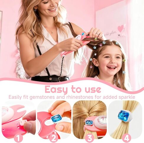 CLRDZN Hair Gem Stamper Kit,Hair Ties and Hair Clips Bling Hair Jewels for Girls Toys, Hair Styling Tool with Reusable Shining Diamonds, Birthday Gifts Toys for Girls Ages 3 4 5 6 8-12 in Saudi Arabia