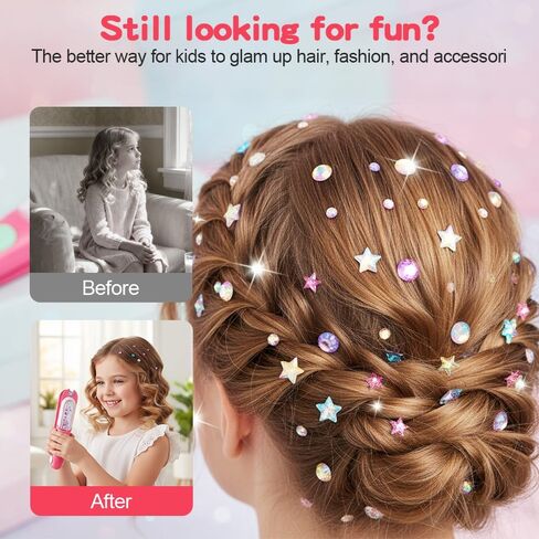 Hair Gem Stamper Toy for Girls, Bling Hair Jewels Styling Tool with Reusable Shining Diamonds, Sparkling Hair Bedazzler Toy & Parent-Child Interactive Kit (1) in Saudi Arabia