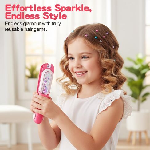 Hair Gem Stamper Toy for Girls, Bling Hair Jewels Styling Tool with Reusable Shining Diamonds, Sparkling Hair Bedazzler Toy & Parent-Child Interactive Kit (1) in Saudi Arabia