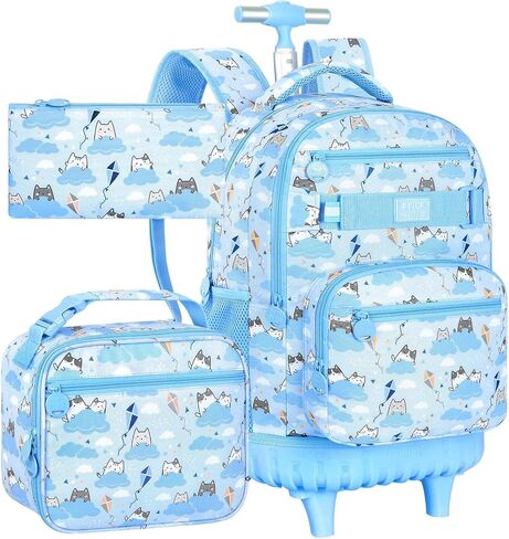 UFNDC 3PCS Rolling Backpack for Girls, Women Purple Galaxy Backpacks with Wheels，Water-Resistant Travel Roller Wheeled Bookbag in Kuwait