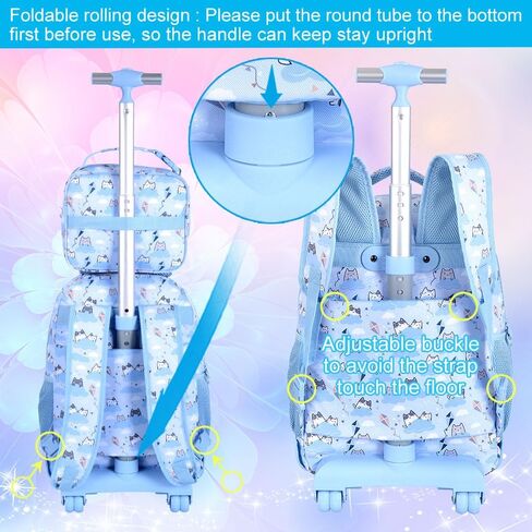 UFNDC 3PCS Rolling Backpack for Girls, Women Purple Galaxy Backpacks with Wheels，Water-Resistant Travel Roller Wheeled Bookbag in Kuwait