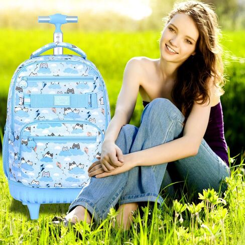 UFNDC 3PCS Rolling Backpack for Girls, Women Purple Galaxy Backpacks with Wheels，Water-Resistant Travel Roller Wheeled Bookbag in Kuwait
