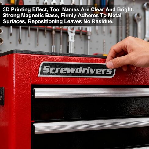12 Pack Magnetic Tool Box Labels Set, 3D-Printed Reusable Tags,General Tool Box Organize Accessories for Steel Toolboxes, Carts, Drawers, and Cabinets in Saudi Arabia