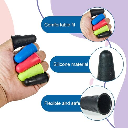 Finger Protectors 12 Pcs 3 Sizes, Rubber Fingers Tips, Silicone Finger Protectors, Silicone Finger Tip Protectors, for Embroidery, Sewing, Cutting, Hot Glue Gun, Sorting Task Etc (Black, S,M,L) in Kuwait