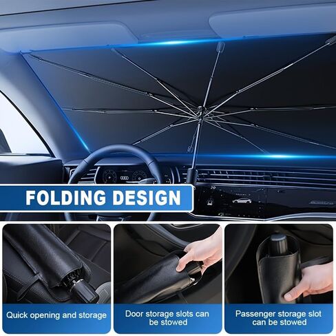 Car Windshield Sun Shade Umbrella,Foldable Car Umbrella Sunshade,Cover UV Block for Most Vehicles in Saudi Arabia
