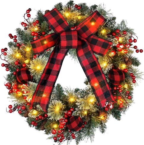 Lemon Wreaths for Front Door 18 Inch Spring Summer Wreath for Wall Window,with Lemon Berries White Flower Lemon Leaves,for Home Farmhouse Porch Party Outdoor Decoration Green Wreaths in Kuwait