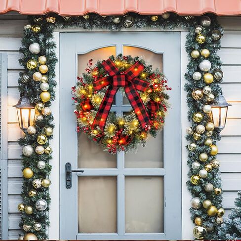 Lemon Wreaths for Front Door 18 Inch Spring Summer Wreath for Wall Window,with Lemon Berries White Flower Lemon Leaves,for Home Farmhouse Porch Party Outdoor Decoration Green Wreaths in Kuwait