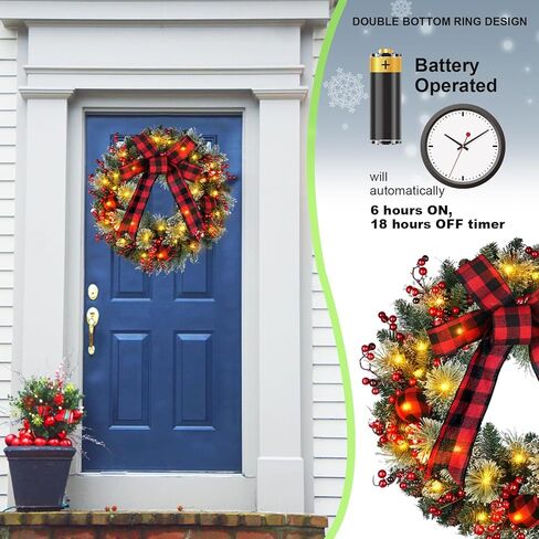 Lemon Wreaths for Front Door 18 Inch Spring Summer Wreath for Wall Window,with Lemon Berries White Flower Lemon Leaves,for Home Farmhouse Porch Party Outdoor Decoration Green Wreaths in Kuwait