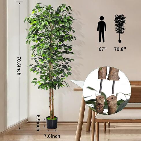 أشجار اللبخ الاصطناعية بطول 5 أقدام من HAIHONG بأوراق واقعية وجذع طبيعي، شجرة اللبخ الصناعي مع وعاء حضانة بلاستيكي، شجرة اللبخ المزيفة لديكور المنزل والمكتب والديكور الداخلي والخارجي (نوع جديد) in Kuwait