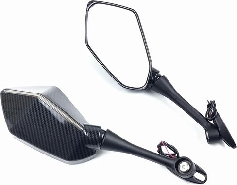 متوافق مع 2003-2019 CBR600RR CBR 1000RR 2004-2007 زوج دراجة نارية الرؤية الخلفية LED بدوره إشارة المرايا الجانبية الكربون الأسود (الكربون) in Kuwait