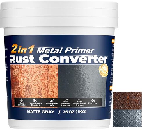 محول الصدأ 2 في 1 وبطانة معدنية - طلاء أسود مانع للصدأ بوزن 35 أونصة لحماية المعادن، طلاء مضاد للصدأ طويل الأمد للسيارات، السياج الحديدي، باب المرآب، الأثاث الخارجي in Kuwait