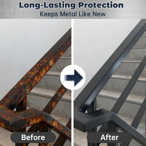 محول الصدأ 2 في 1 وبطانة معدنية - طلاء أسود مانع للصدأ بوزن 35 أونصة لحماية المعادن، طلاء مضاد للصدأ طويل الأمد للسيارات، السياج الحديدي، باب المرآب، الأثاث الخارجي in Kuwait