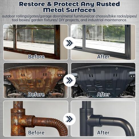 محول الصدأ 2 في 1 وبطانة معدنية - طلاء أسود مانع للصدأ بوزن 35 أونصة لحماية المعادن، طلاء مضاد للصدأ طويل الأمد للسيارات، السياج الحديدي، باب المرآب، الأثاث الخارجي in Kuwait